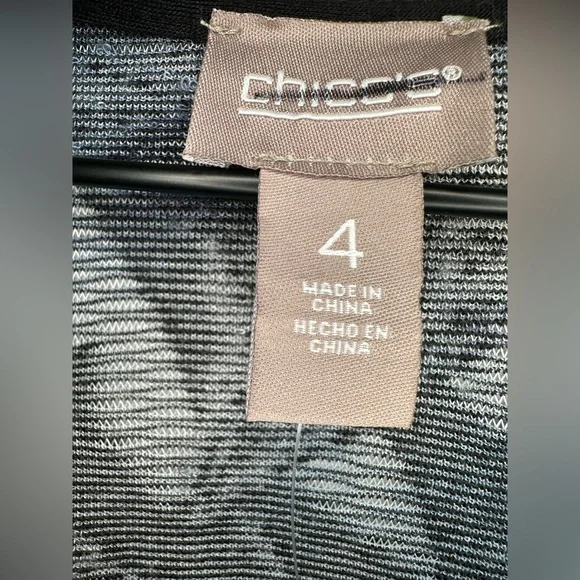 Chico's Knit Jacquard Duster Open Front Cardigan XXL Blue Burnout Knit Elbow SLV - Picture 4 of 11